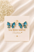 Blue Bow Korean Studs