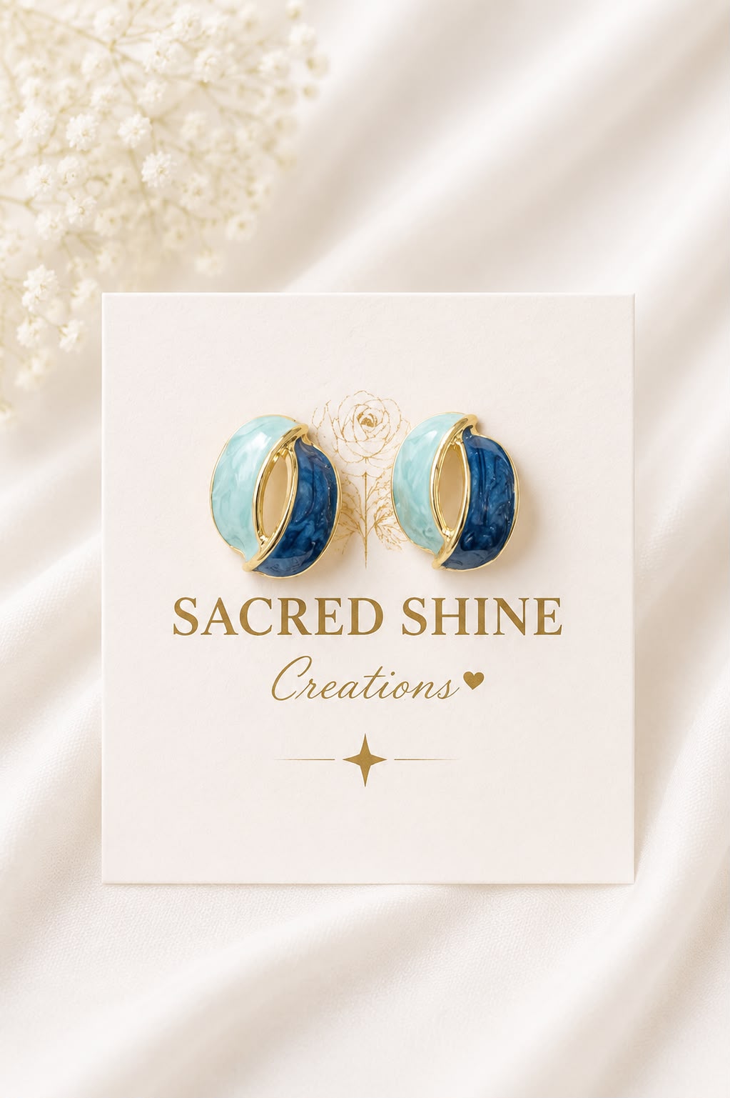 Blue Dual Tone Korean Studs