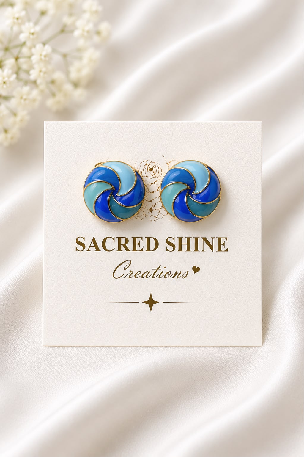 Blue Sea Swirl Korean Studs