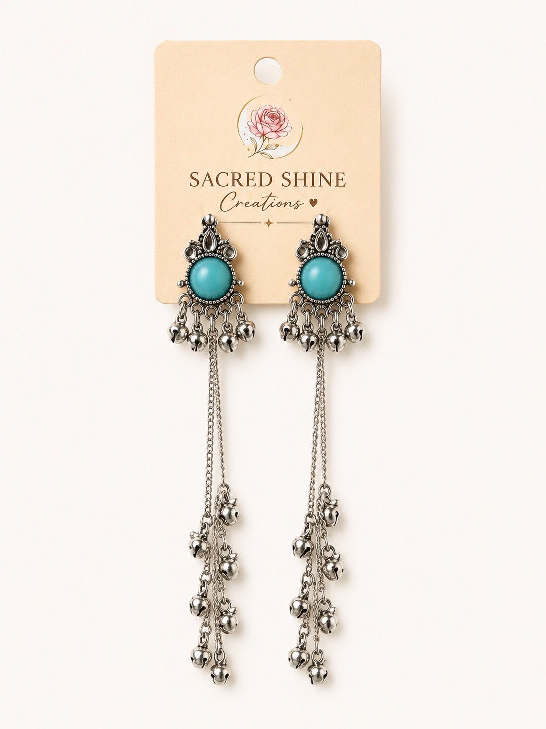 Blue Stoned Kashmiri Oxodised Earring