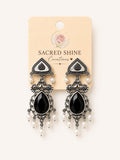 Classic Black Stoned Oxodised Earring