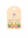 Pastel Triple Oval Pearl Cluster Stud Earrings