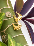 Ribbed Shell 18K Gold Plated Hoop Earrings