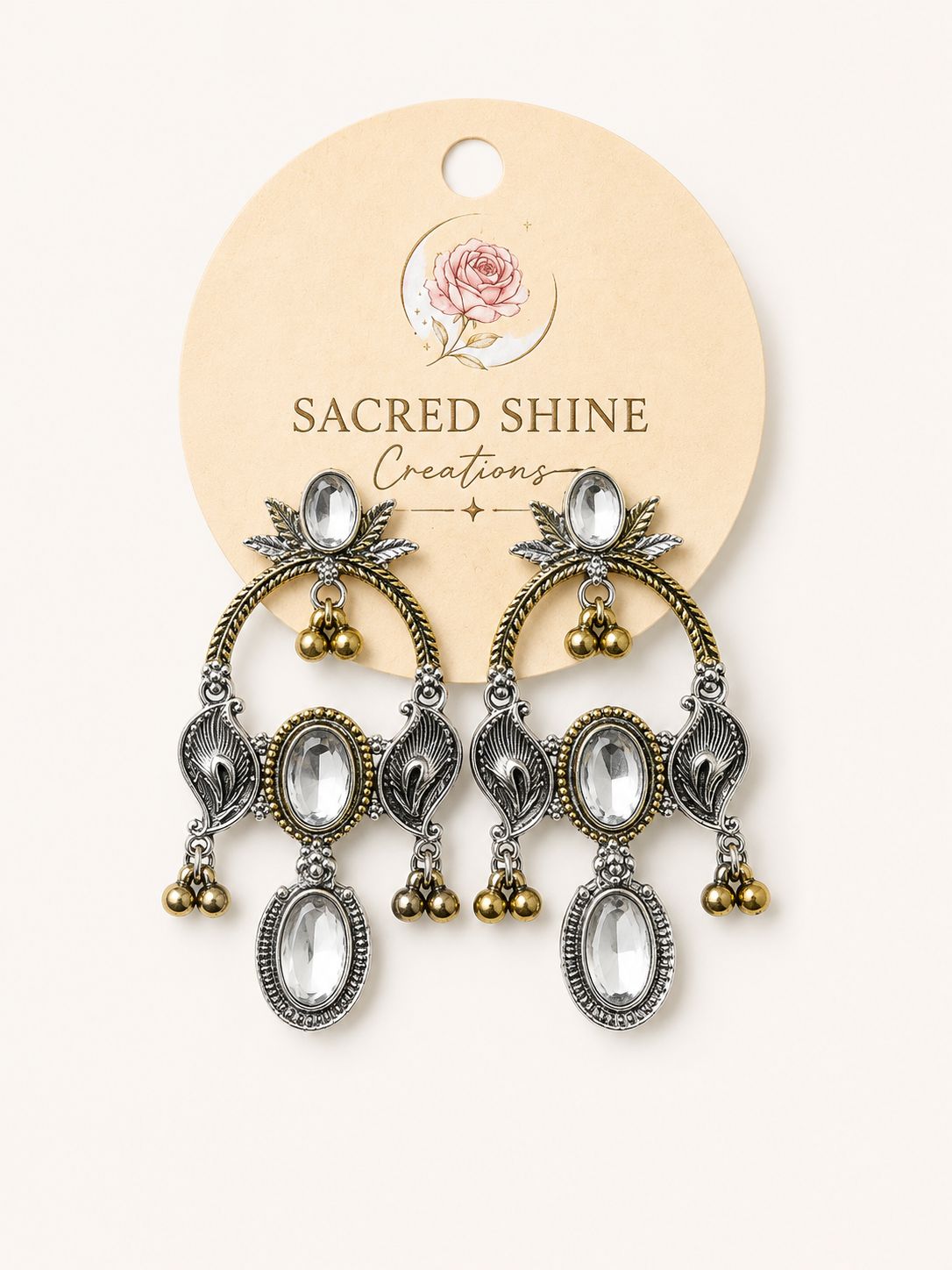 Diamond German Silver Dual Toned Earring