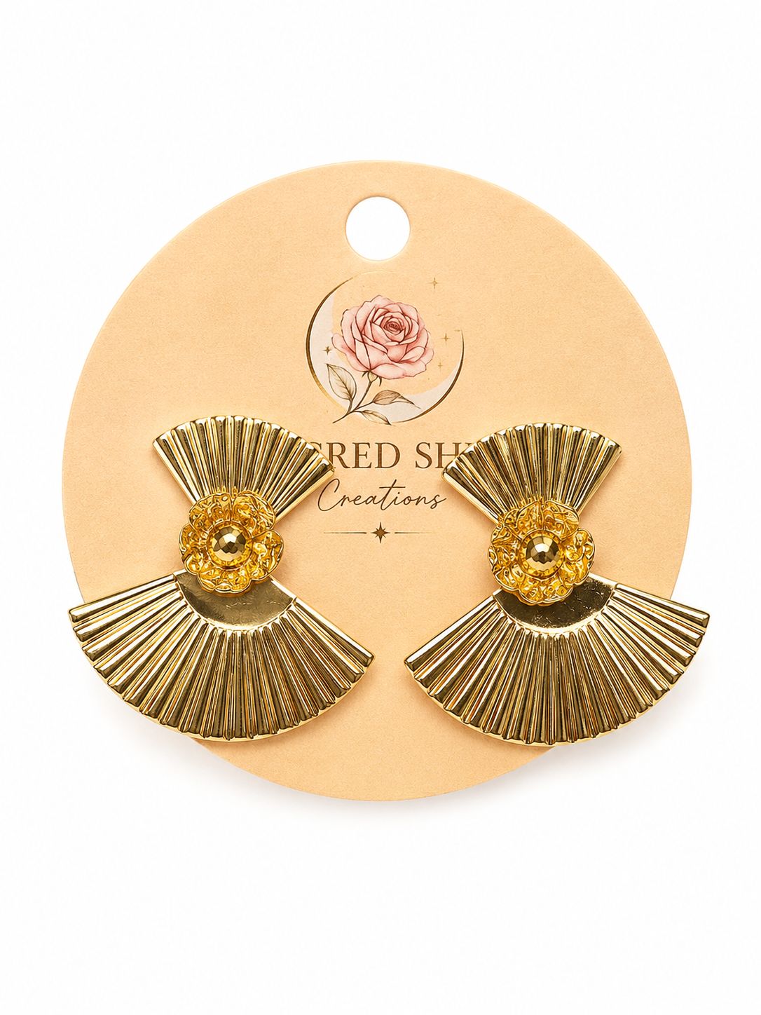 Fan Gold Plated Anti-Tarnish Earrings