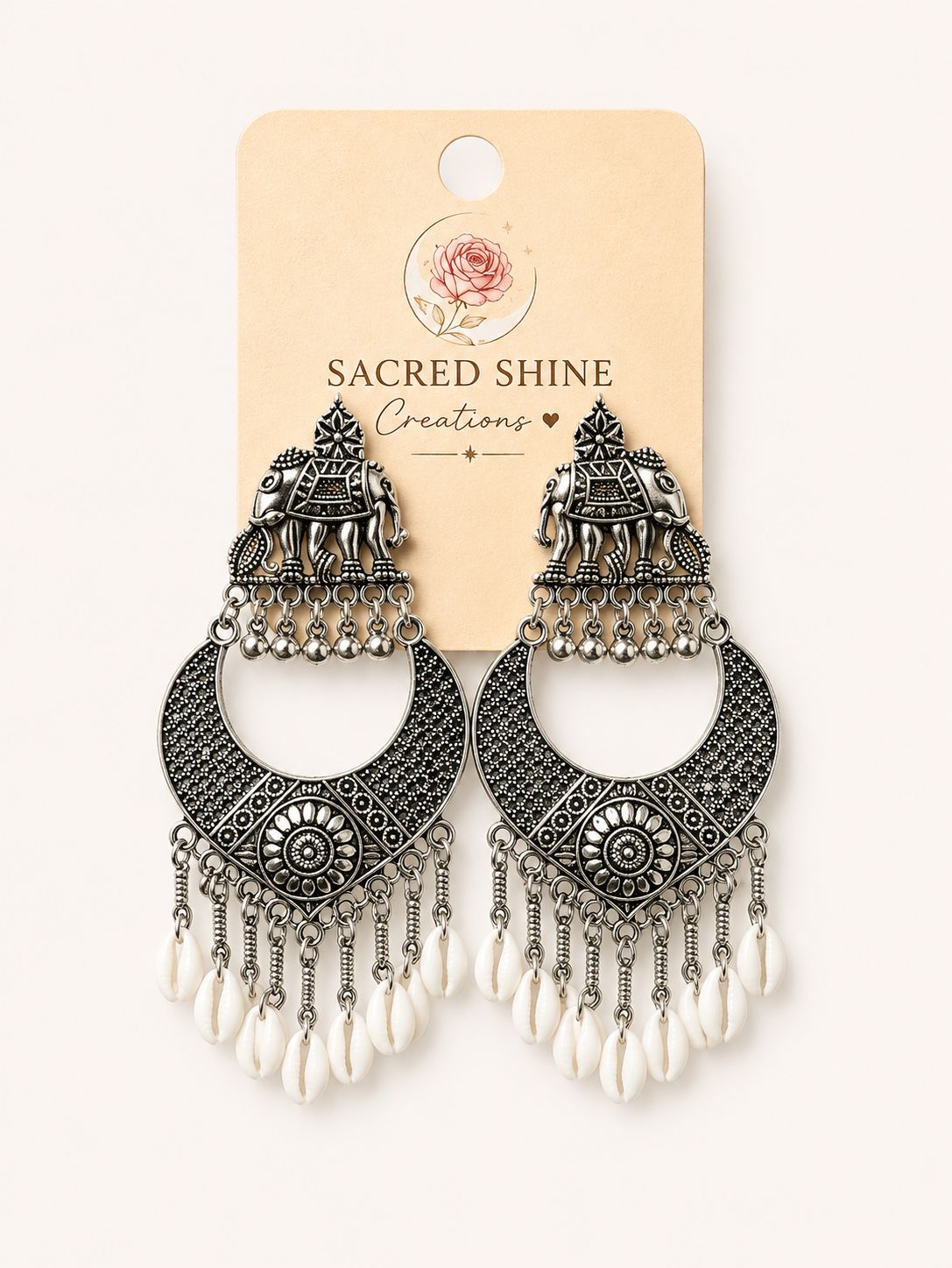 Elephant With Kodi Hanging Oxodised Earring