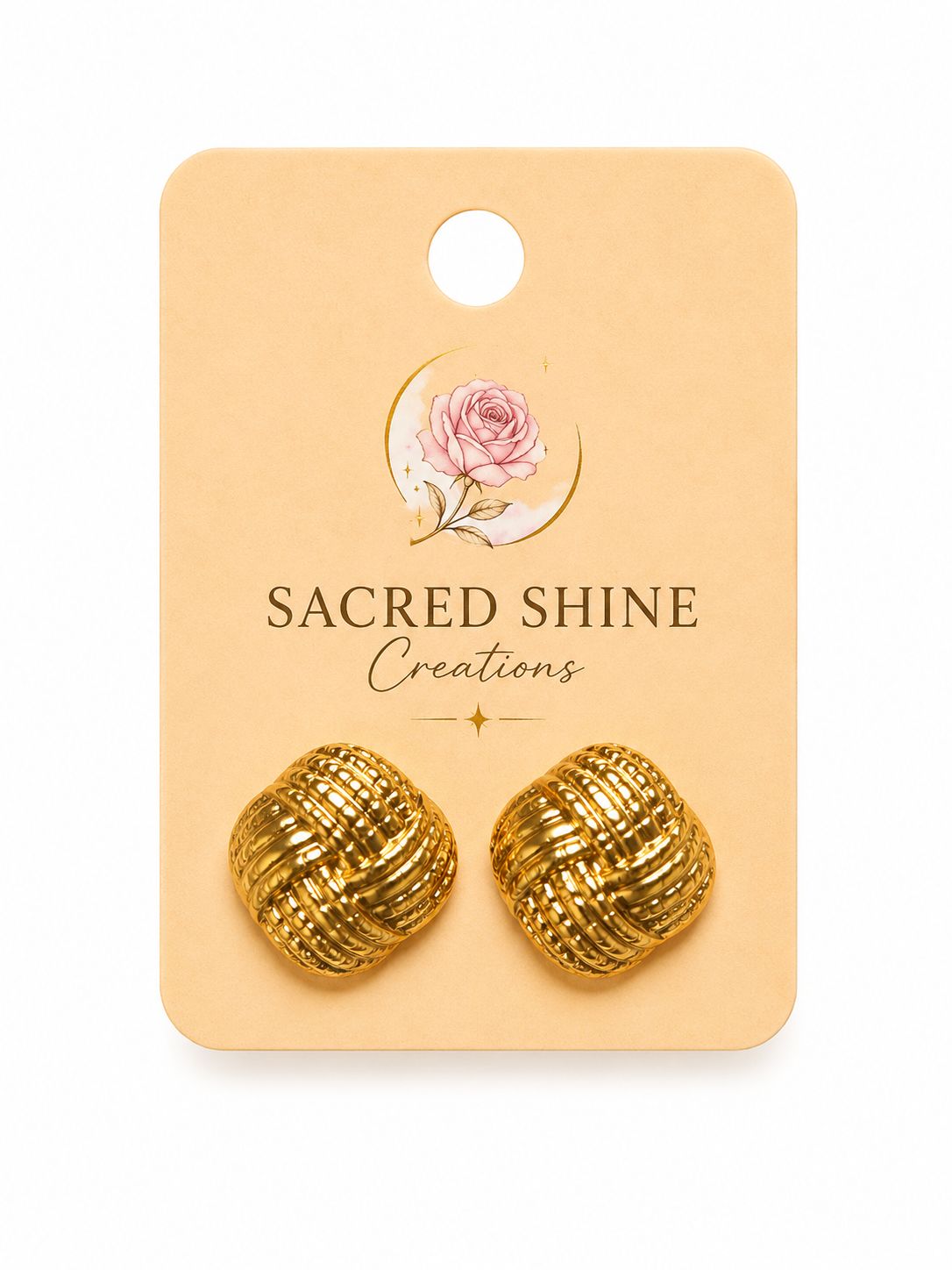 Ribbed Knot Gold Plated Anti-Tarnish Earrings