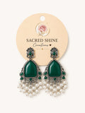 Green Stone Oxodised Earring