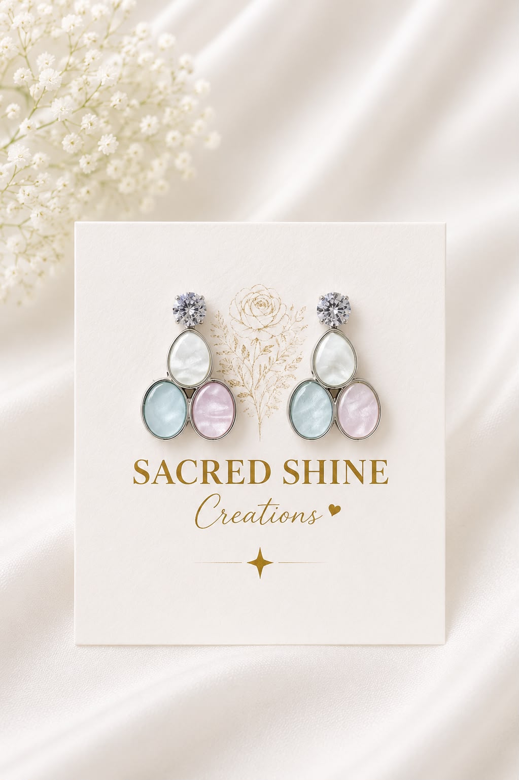 Pastel Shell Hanging Korean Studs