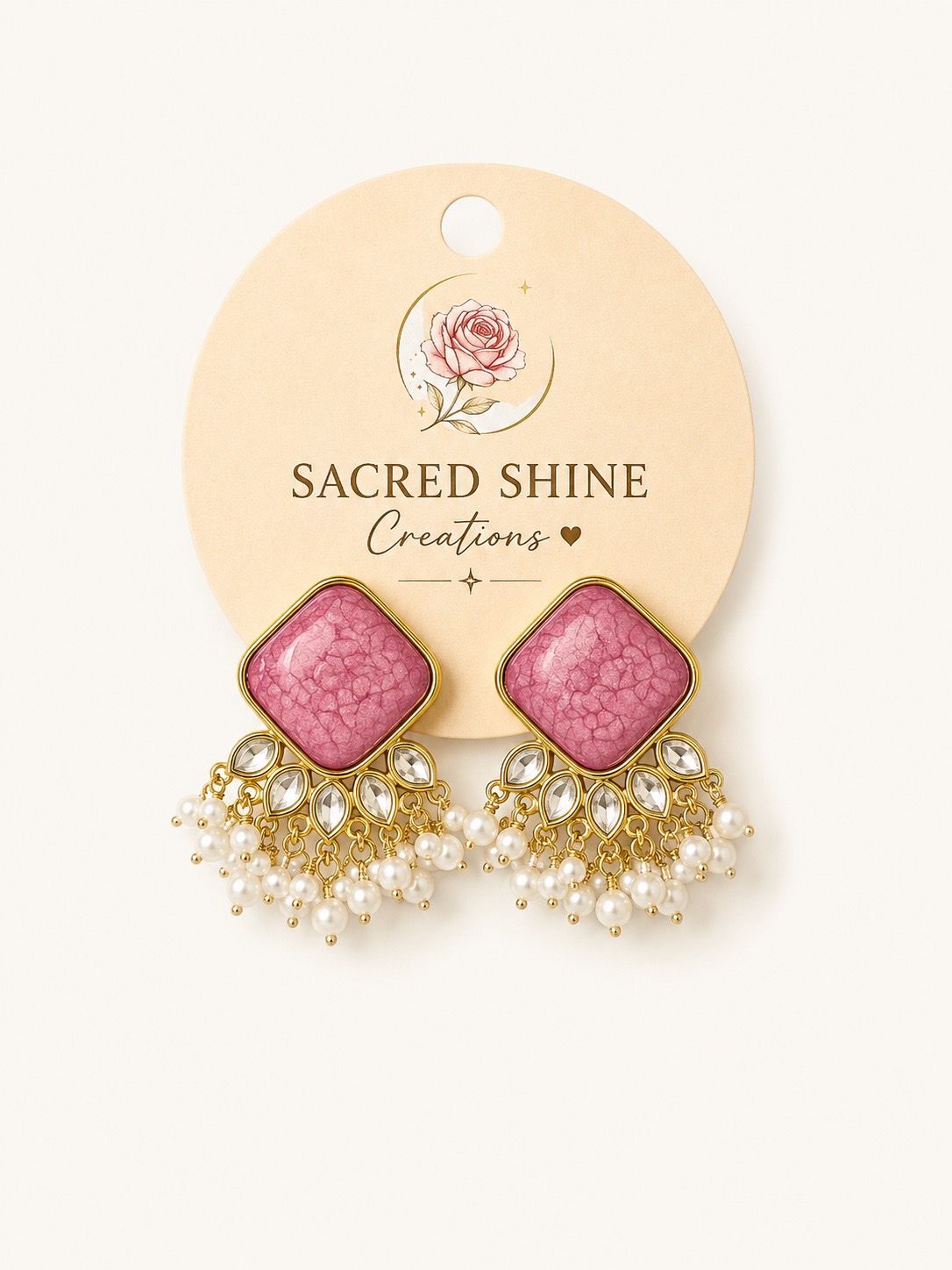 Noor Pink Marble Delicate Earring