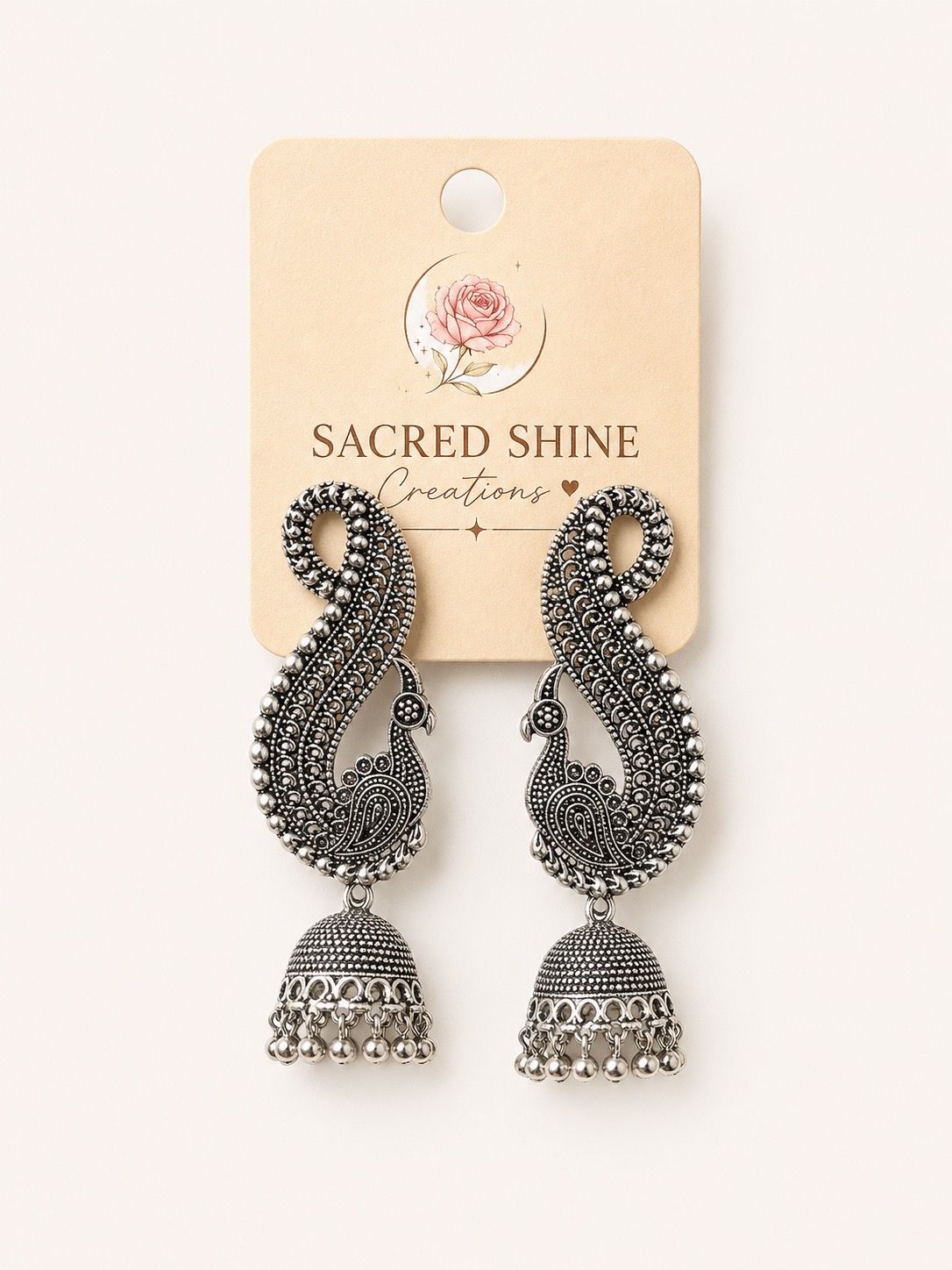 Peacock Hanging Oxodised Earring