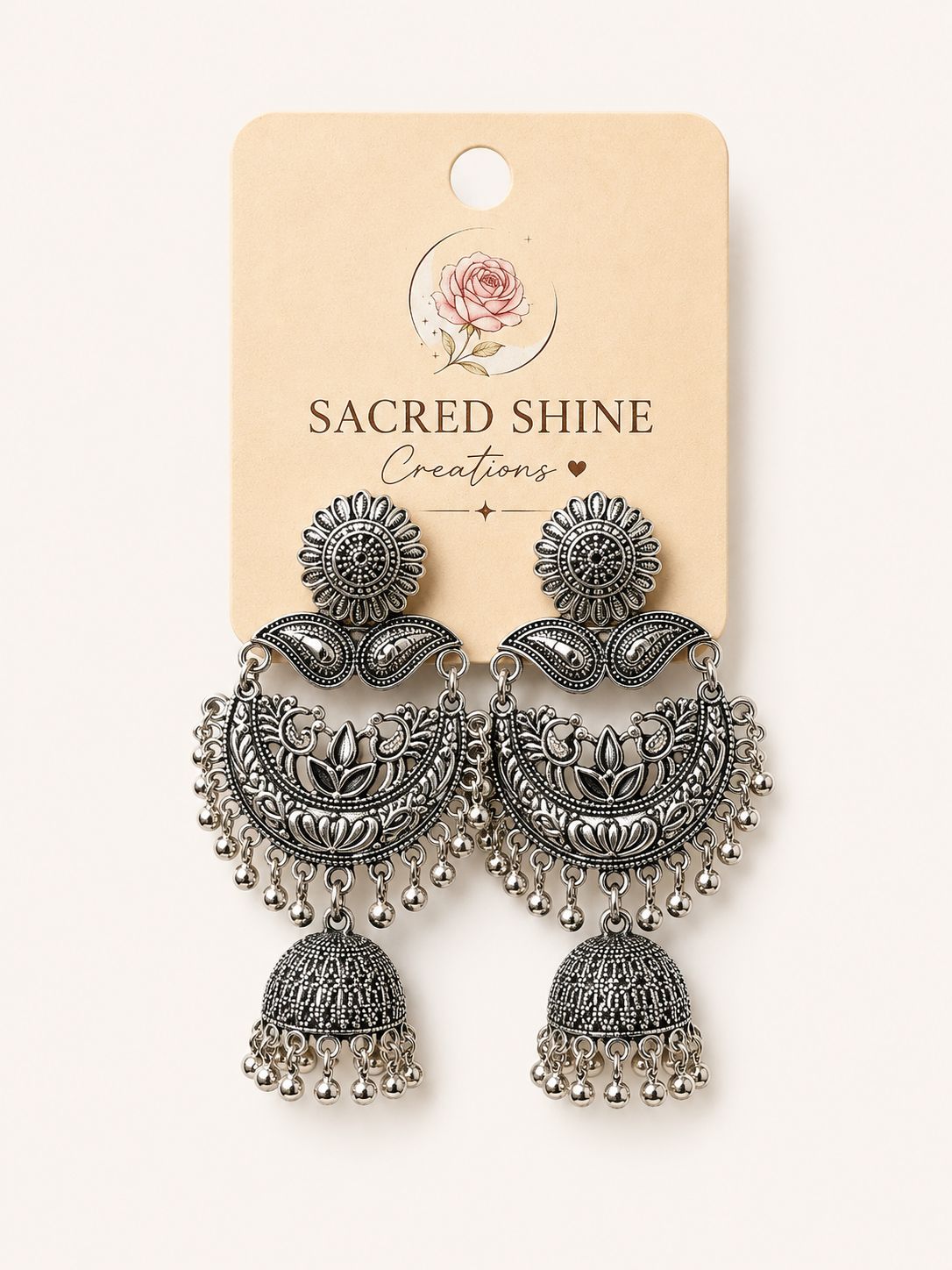 Peacock Oxodised Heavy Earrings