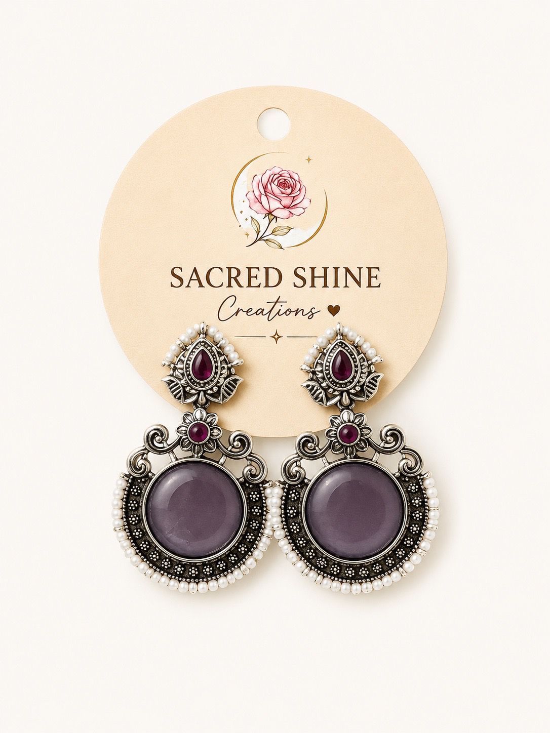 Purple Pattle Oxodised Earring