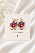 Red Purple Rose Korean Studs
