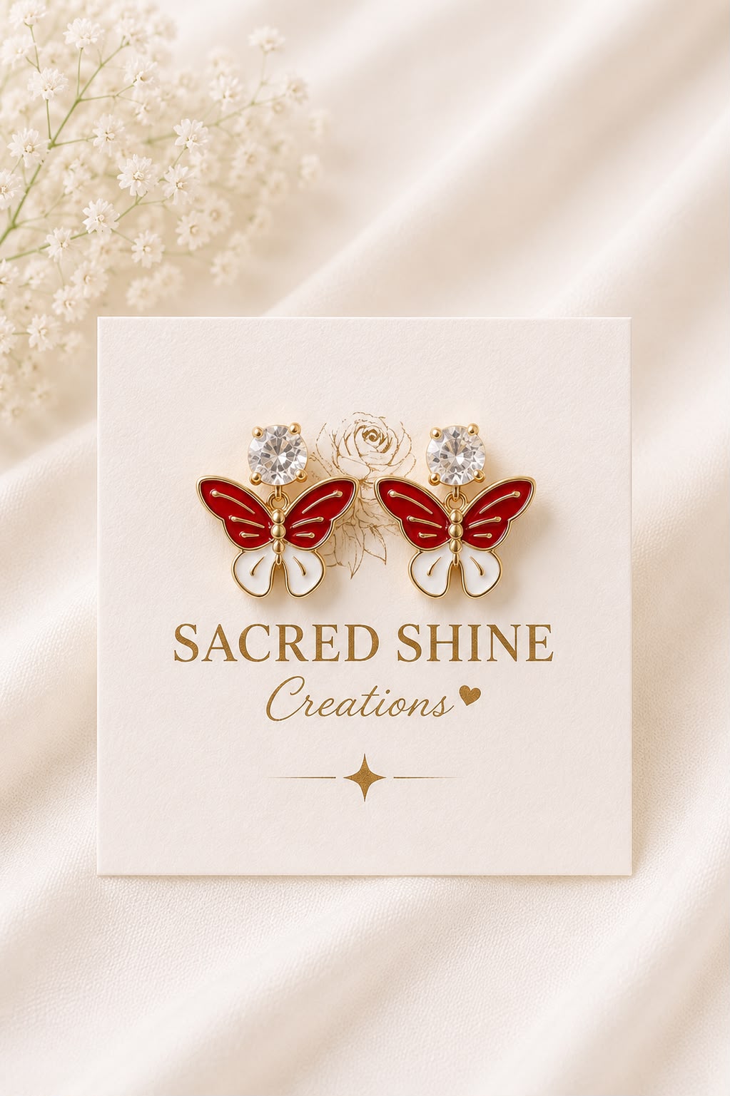 Black White Butterfly Korean Studs