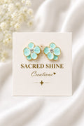 Sky Blue Leaf Korean Studs