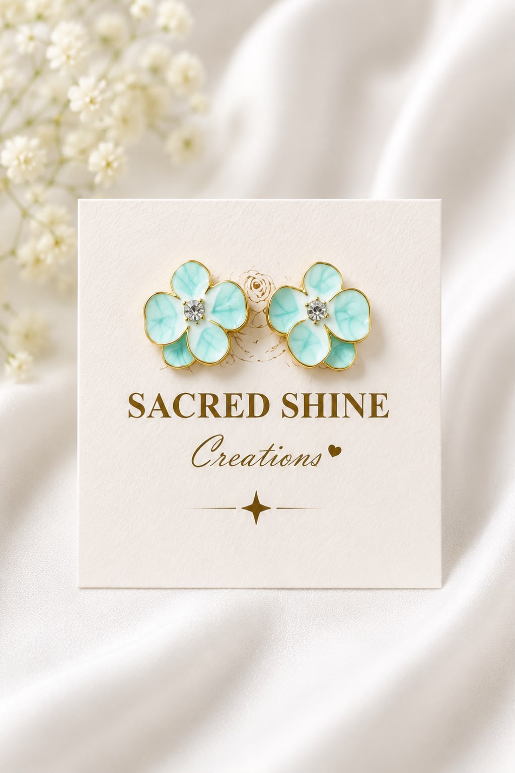 Sky Blue Leaf Korean Studs