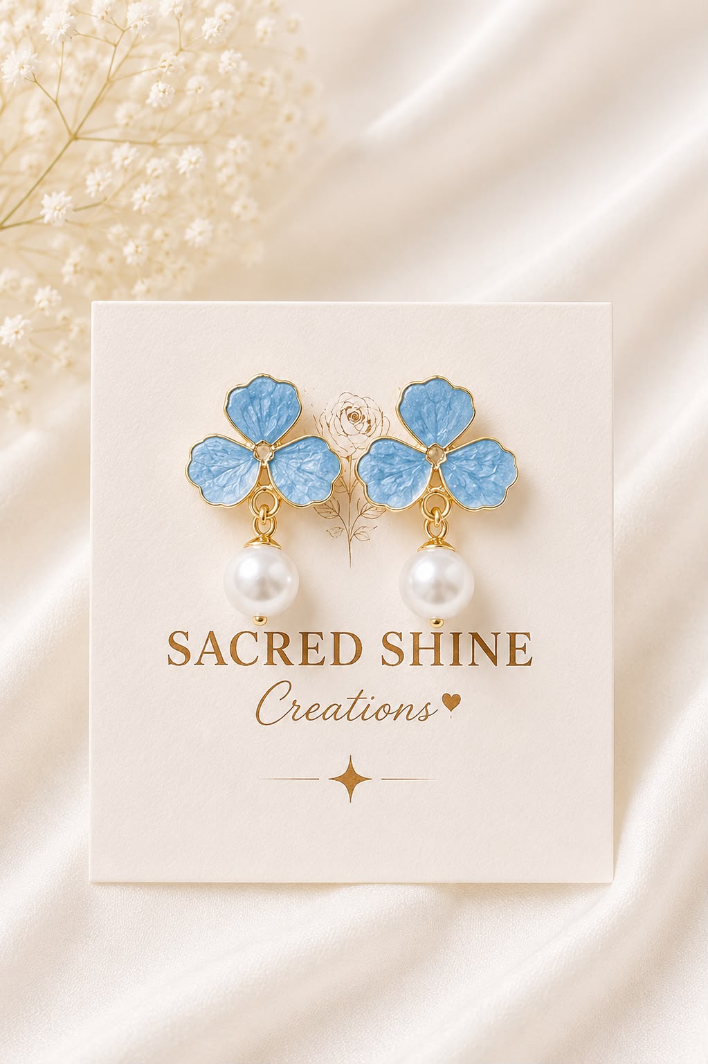 Sky Blue Pearl Korean Studs