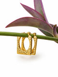 Square Textured 18K Gold Plated Hoop Earrings