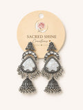 White Marble Heavy Oxodised Earring