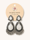 White Marble Oxodised Earring