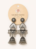 White Marble Traditional Oxodised Earring