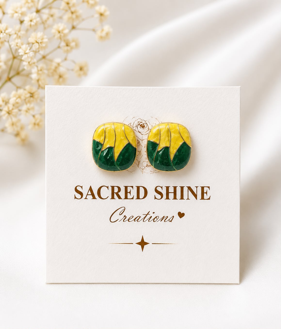 Yellow Green Korean Studs